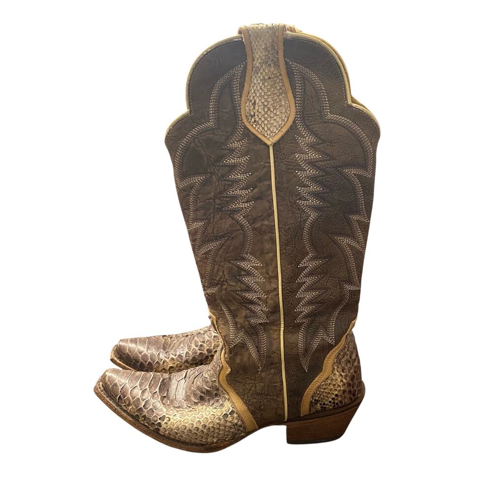 Idyllwind Triad Exotic Python Snip Toe Western Boots Brown Size 9B Cowgirl Rodeo